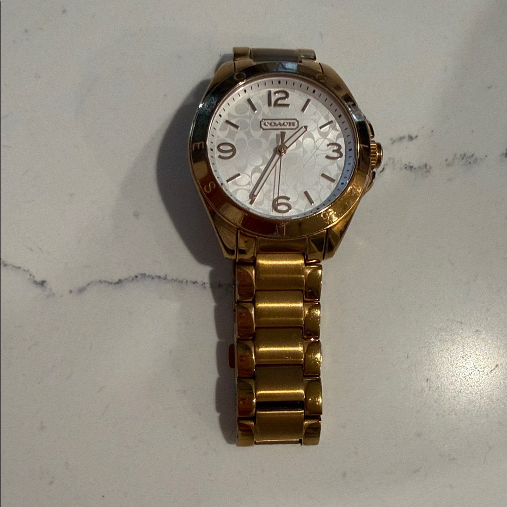 Womans Coach  Rose Gold Watch With White Dial
